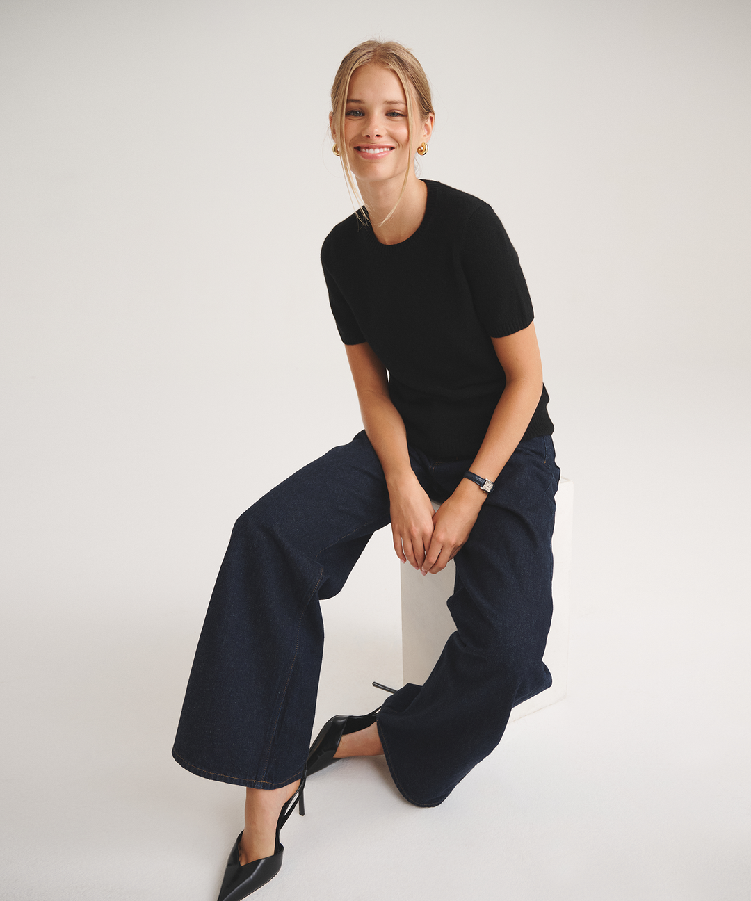 Basic Cashmere Short Sleeve Sweater