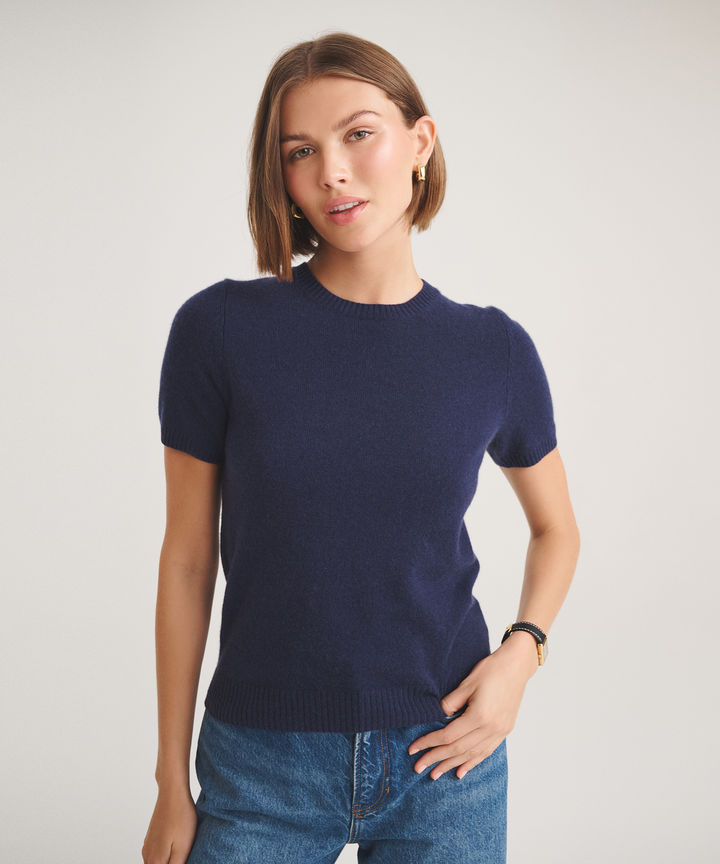 Basic Cashmere Short Sleeve Sweater