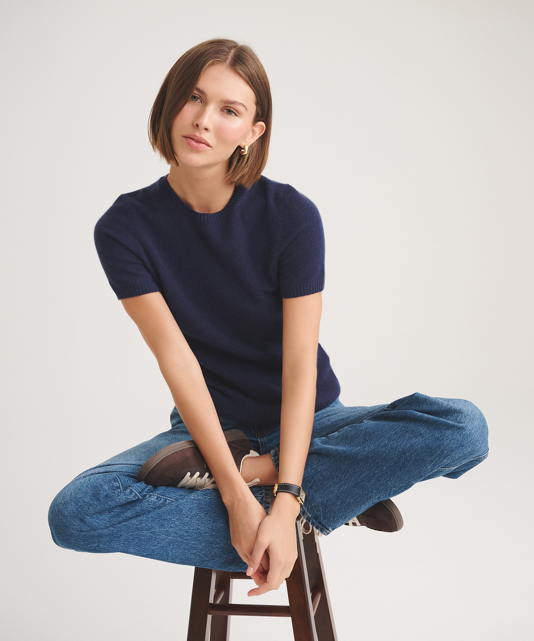Basic Cashmere Short Sleeve Sweater