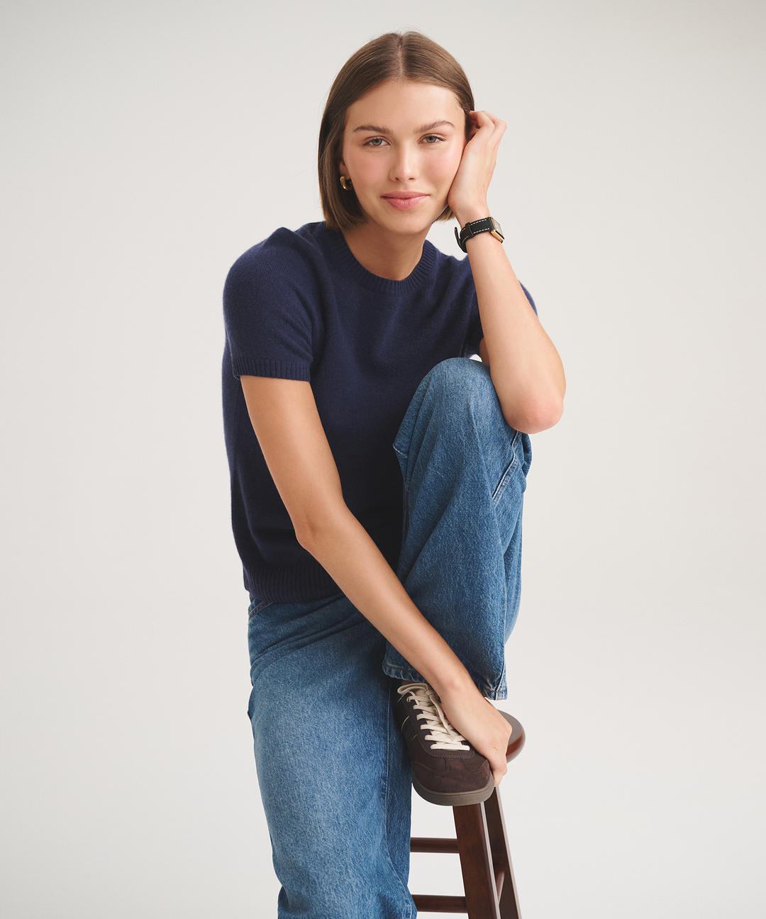 Basic Cashmere Short Sleeve Sweater