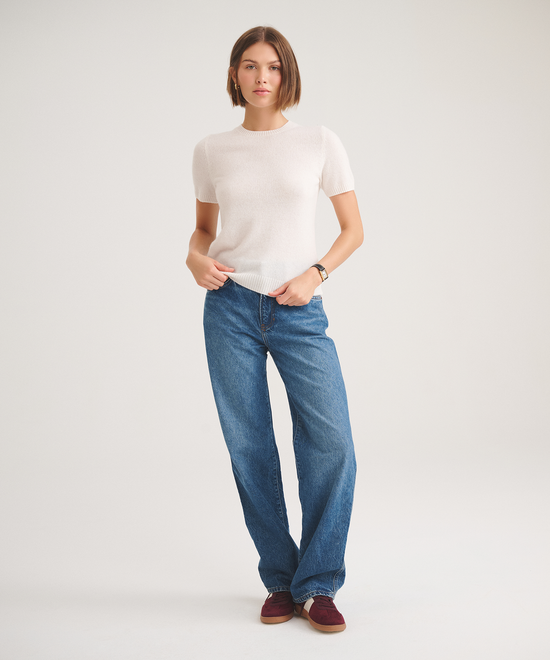 Basic Cashmere Short Sleeve Sweater
