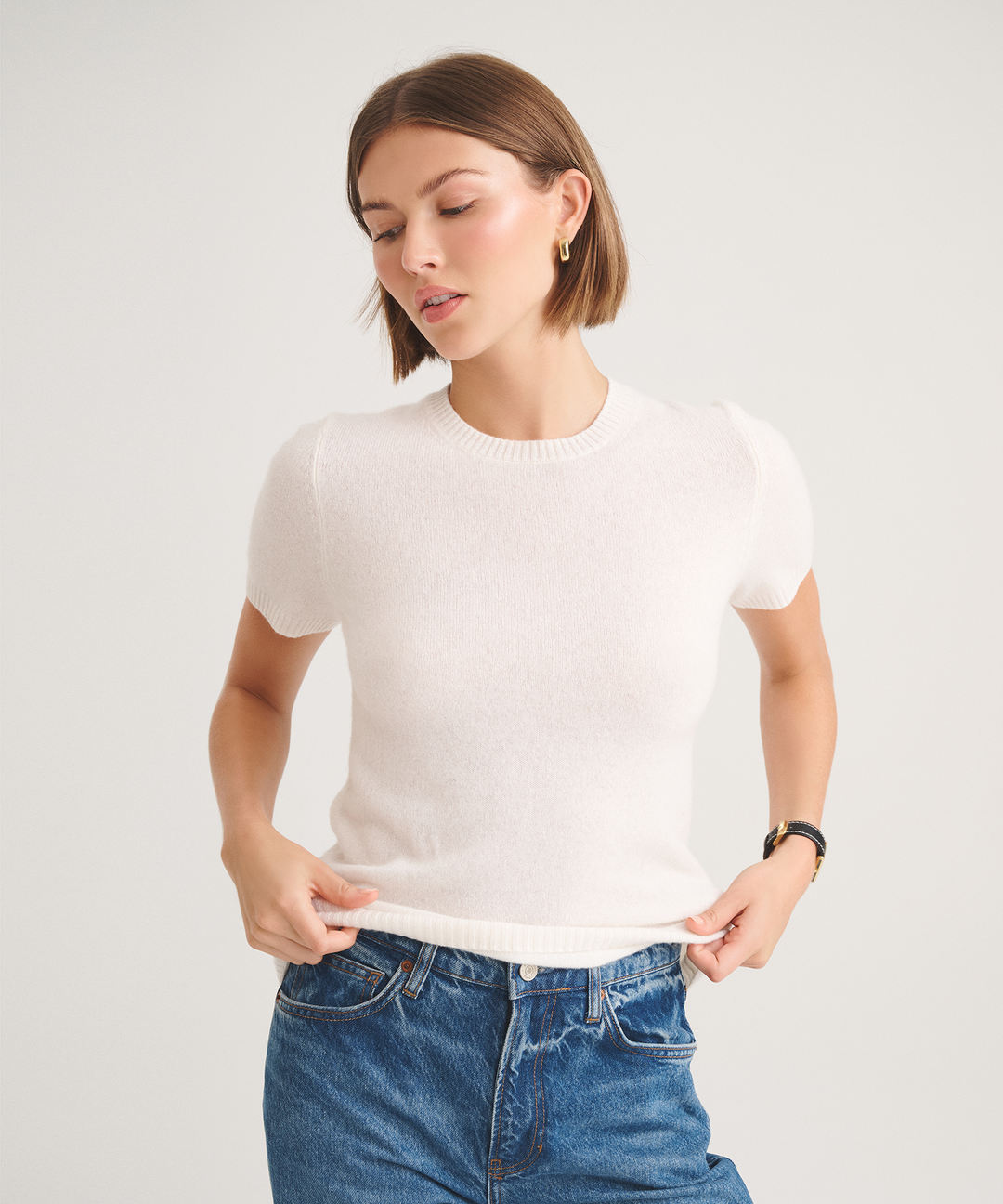 Basic Cashmere Short Sleeve Sweater