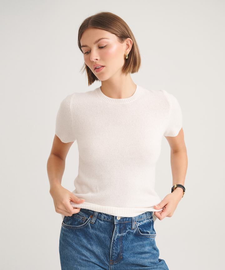 Basic Cashmere Short Sleeve Sweater