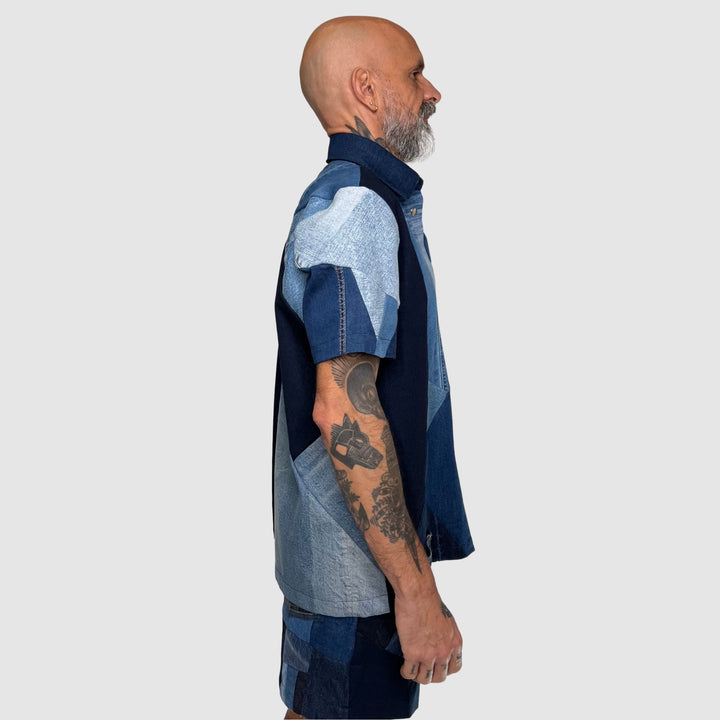 denim short sleeve shirt