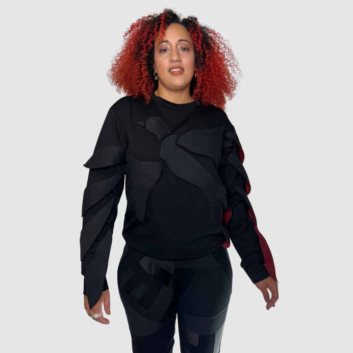 black 'song bird' crewneck sweatshirt