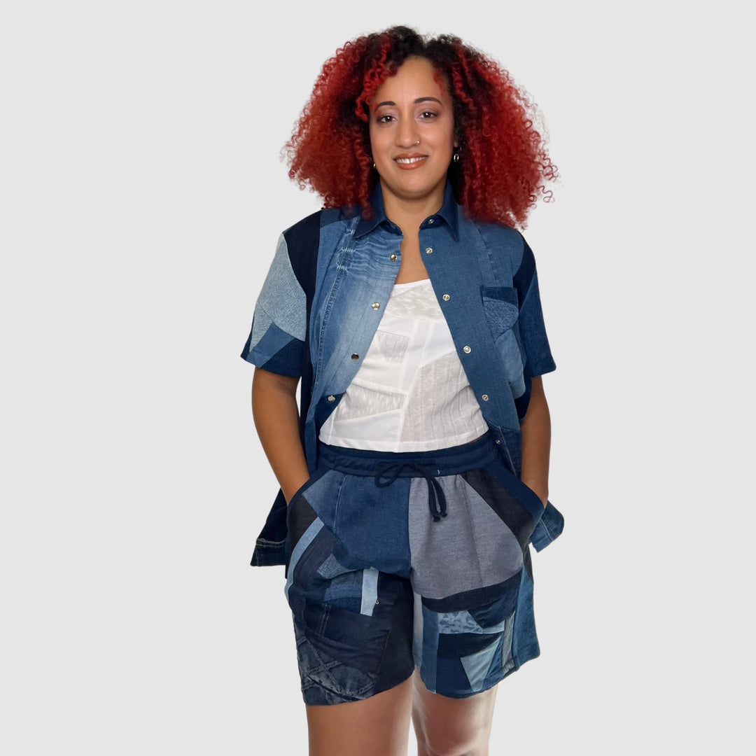 denim short sleeve shirt