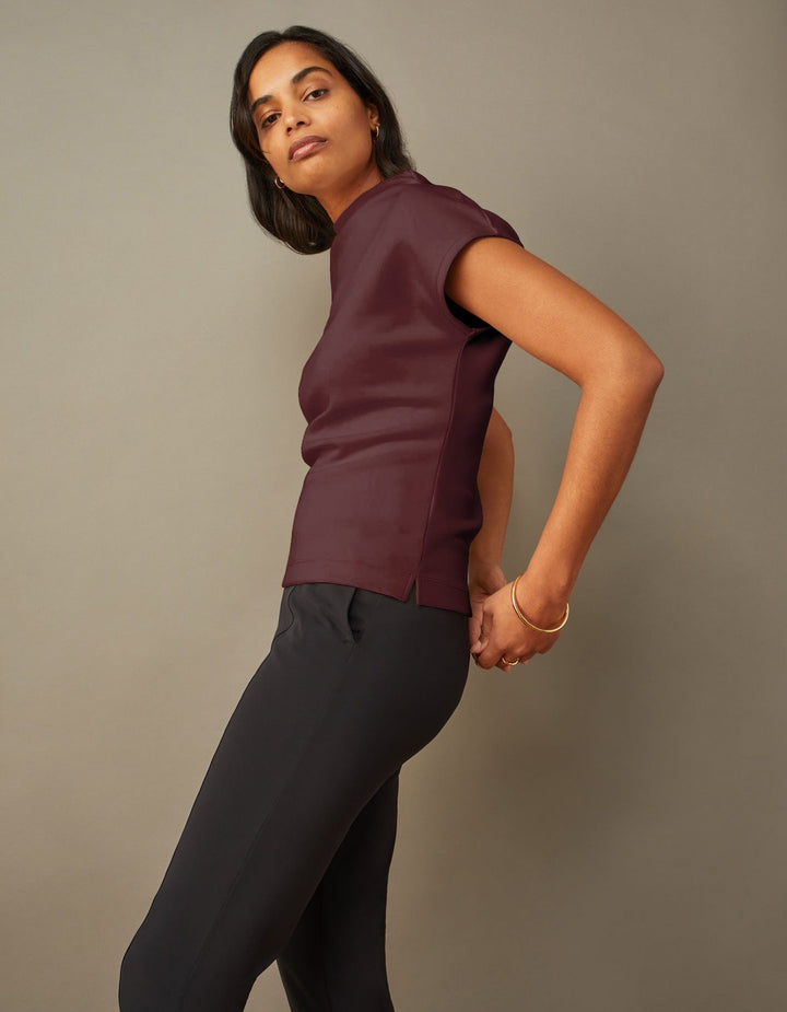 Cap Sleeve Mock Neck Top