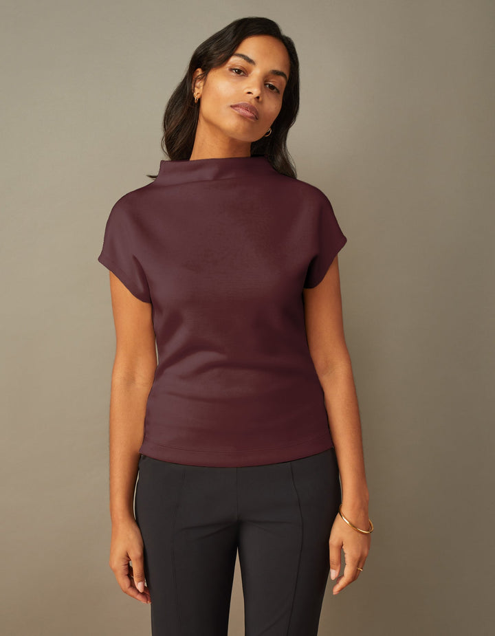 Cap Sleeve Mock Neck Top