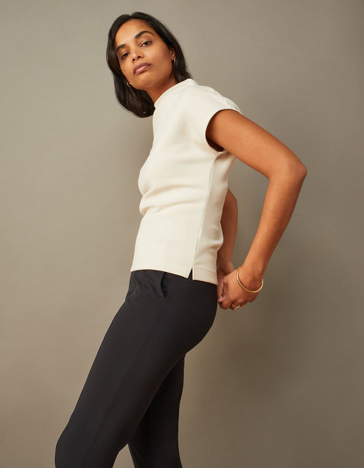 Cap Sleeve Mock Neck Top