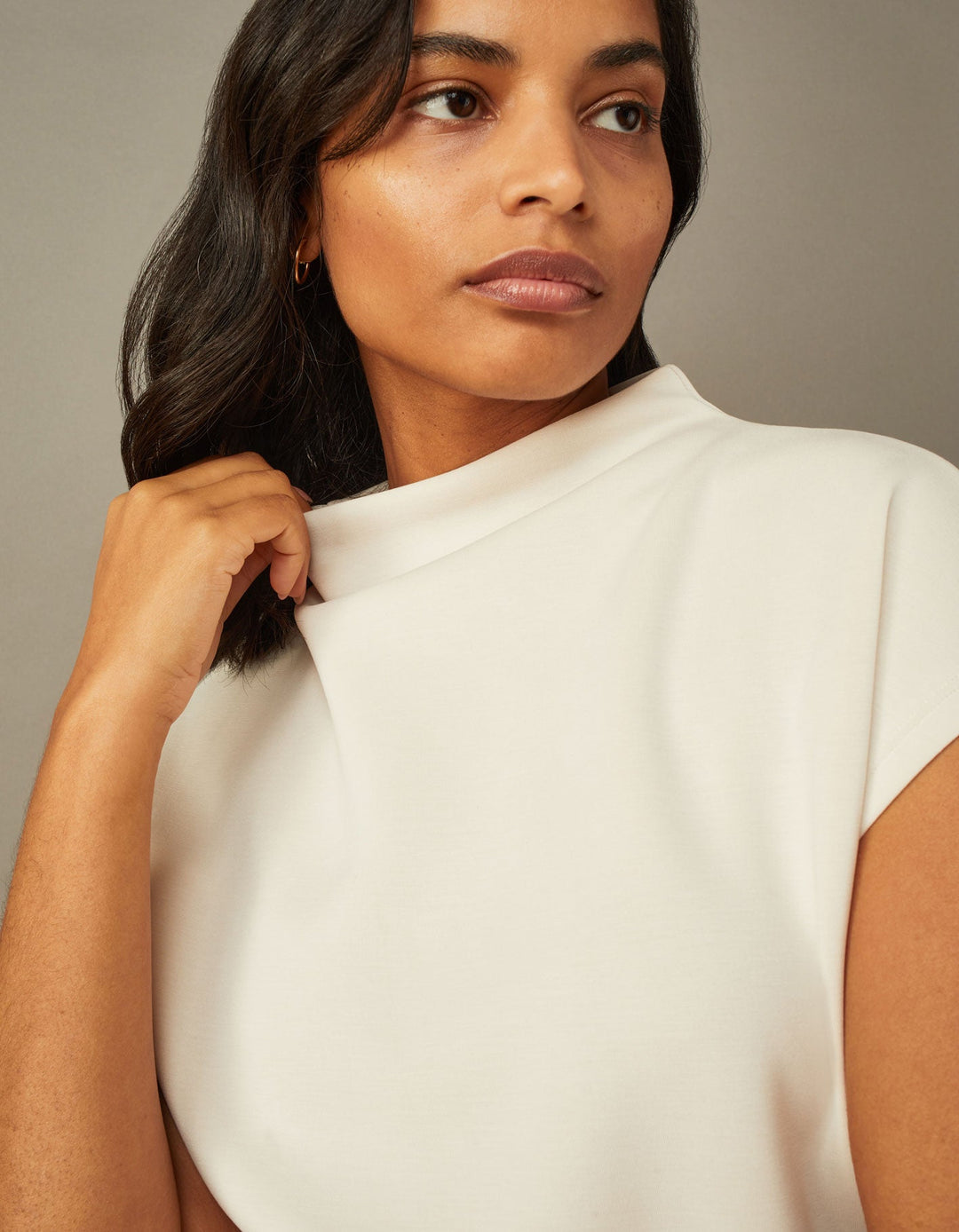 Cap Sleeve Mock Neck Top