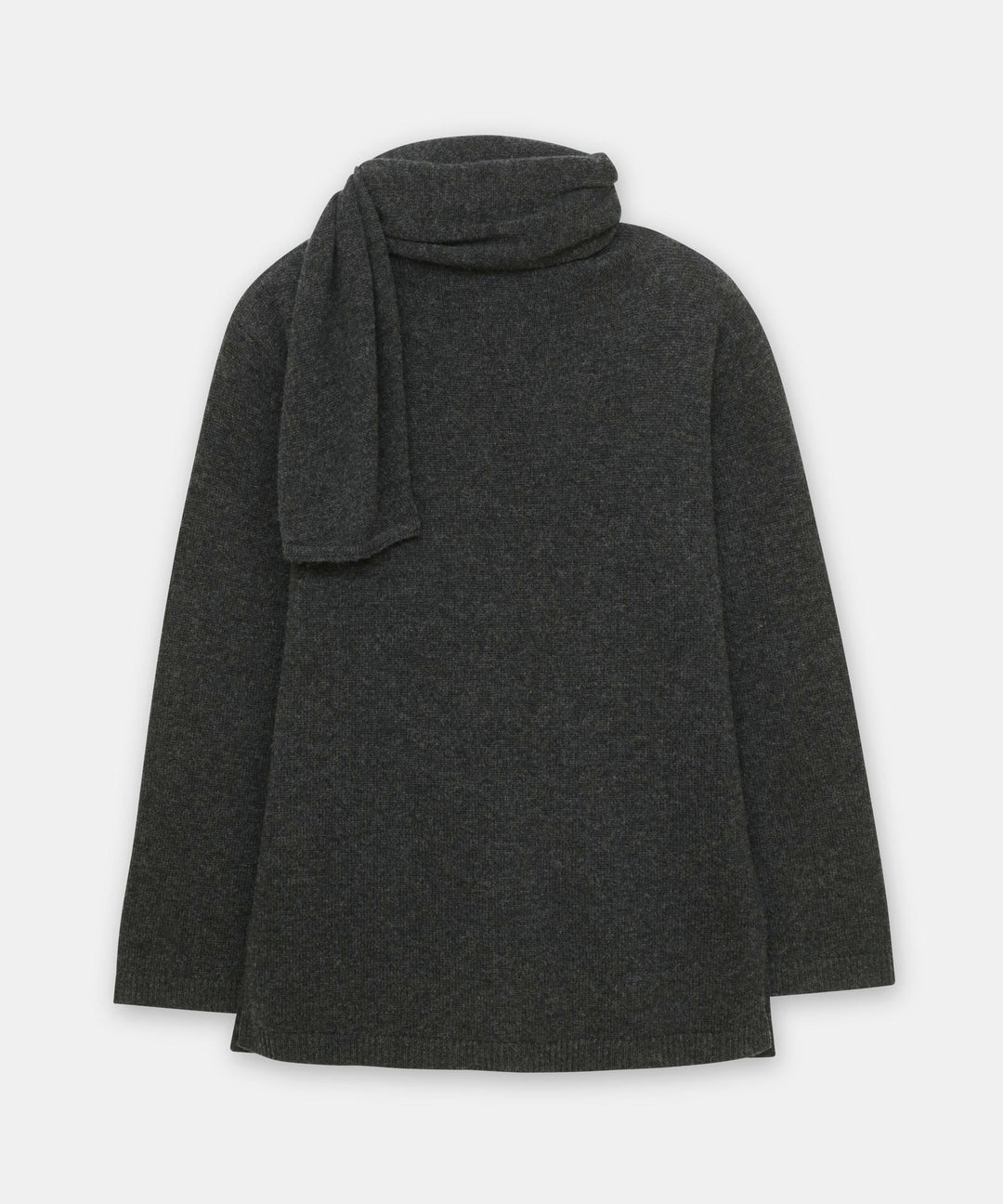 Luxe Cashmere Asymmetrical Turtleneck with Scarf