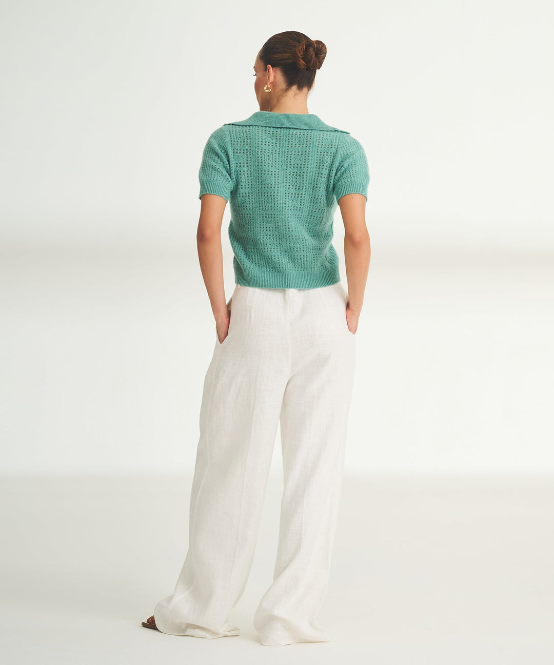 Novelty Cashmere Crochet Short Sleeve Polo