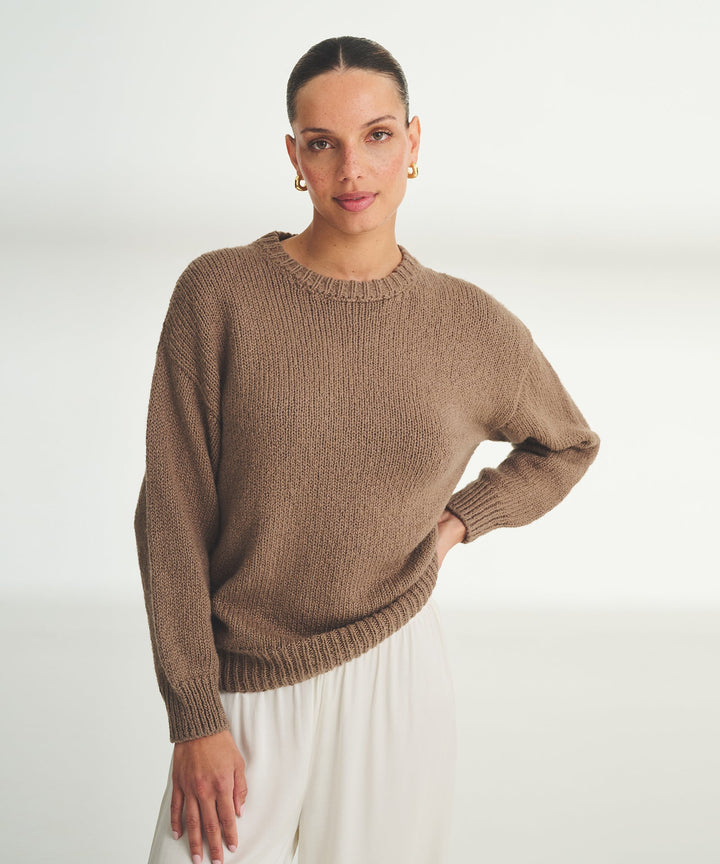 Chunky Cotton Crewneck Sweater