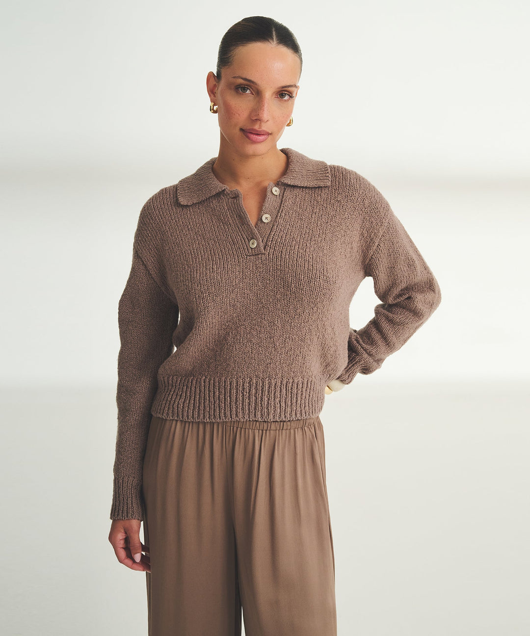 Chunky Cotton Polo Sweater