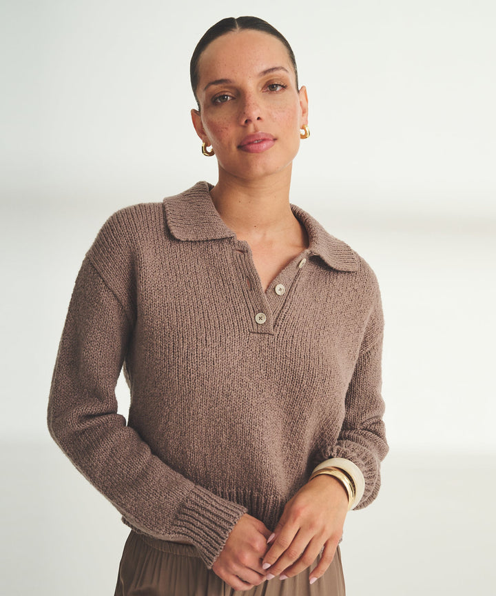 Chunky Cotton Polo Sweater