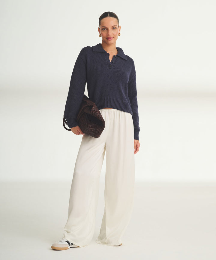 Chunky Cotton Polo Sweater