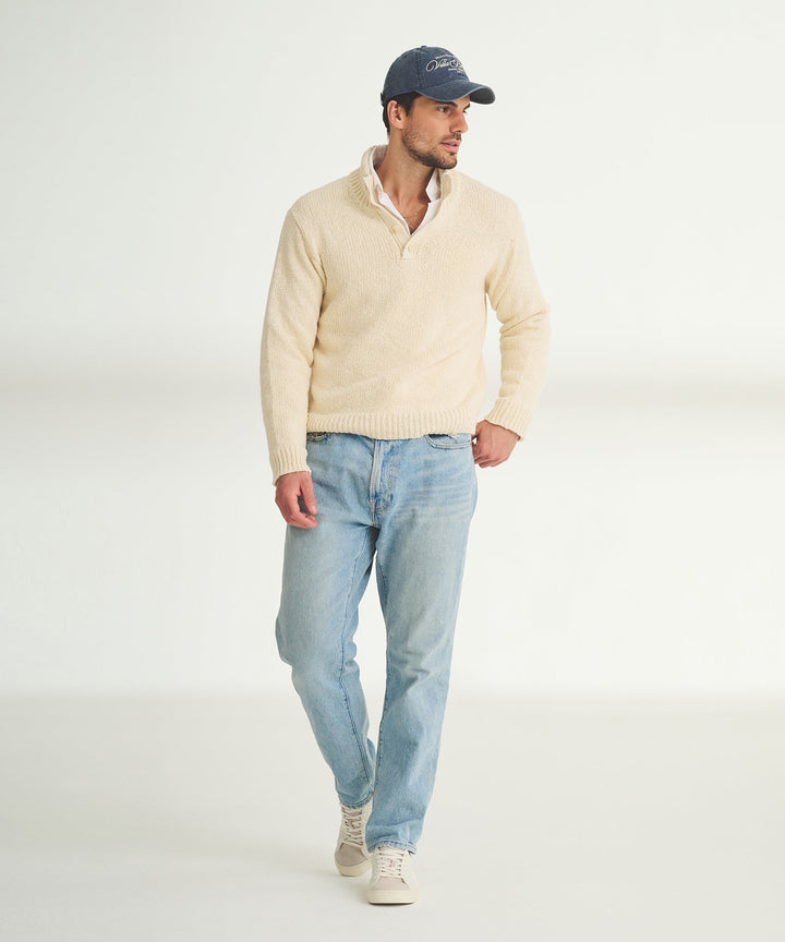 Chunky Cotton Quarter Button Down Sweater