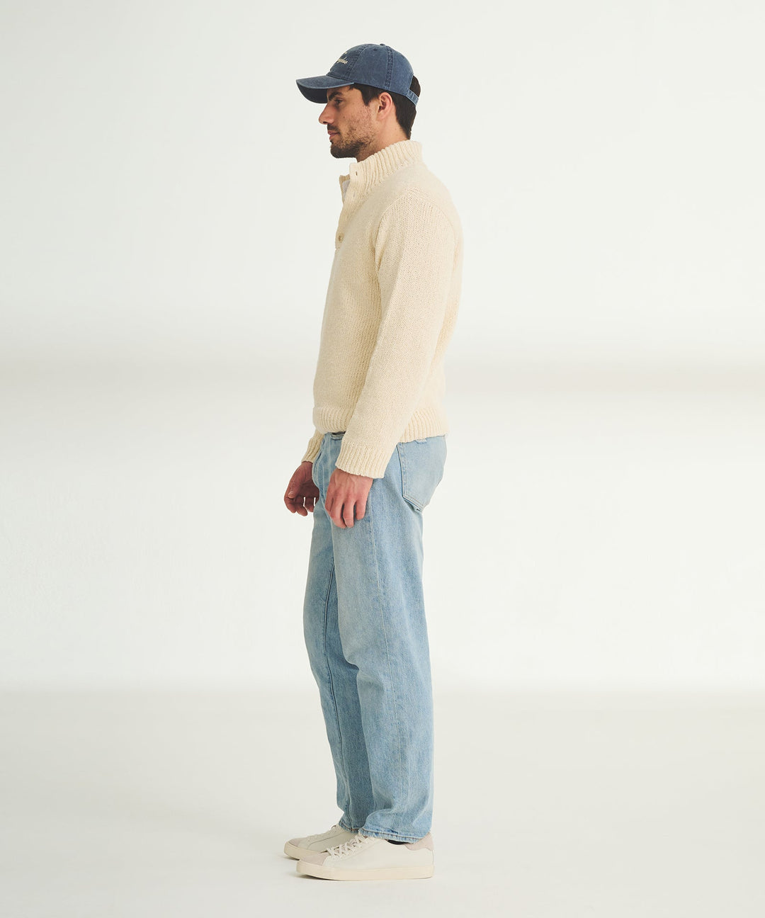 Chunky Cotton Quarter Button Down Sweater