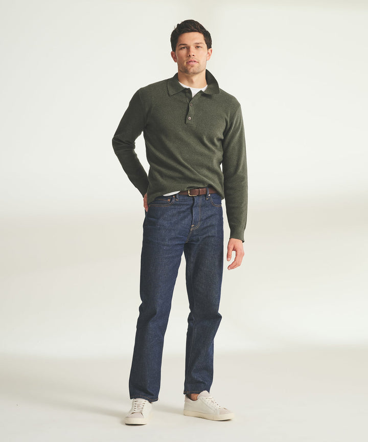 Cotton Cashmere Polo Sweater