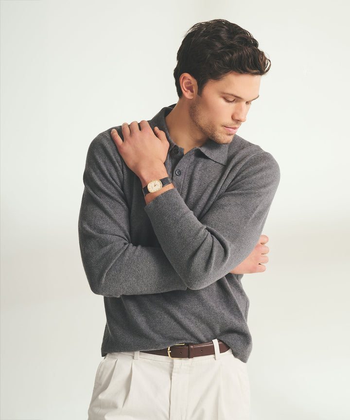 Cotton Cashmere Polo Sweater