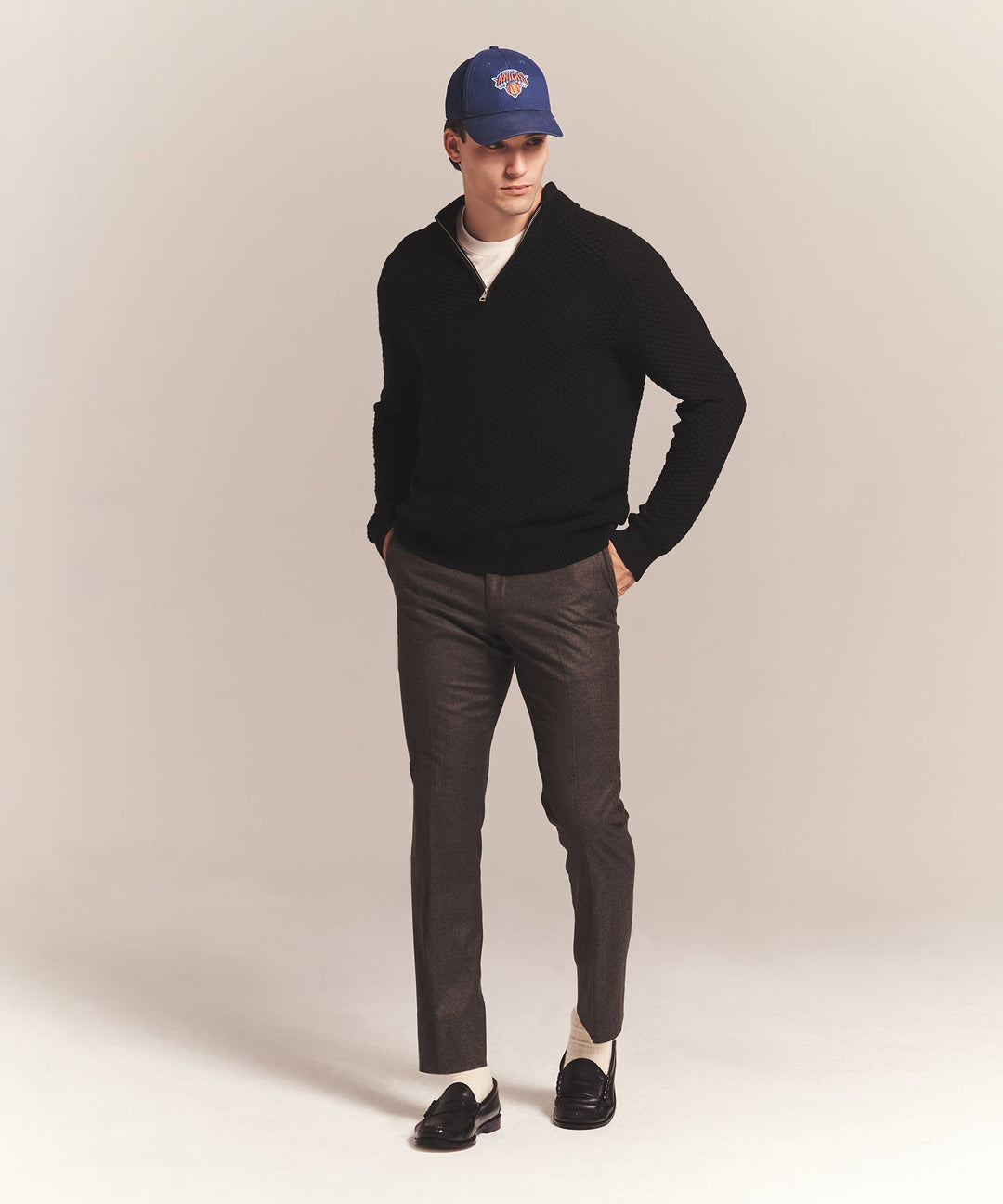 Cotton Cashmere Textured Quarter Zip