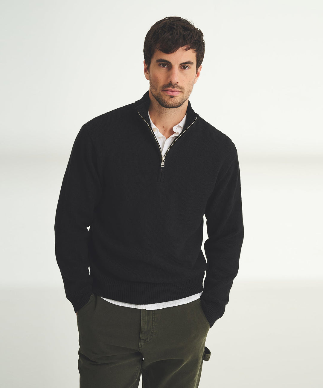 Cotton Relaxed Quarter Zip Sweater