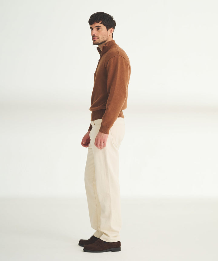 Cotton Relaxed Quarter Zip Sweater