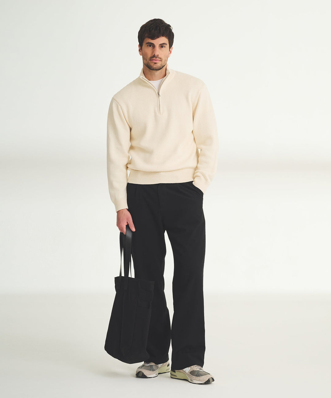 Cotton Relaxed Quarter Zip Sweater
