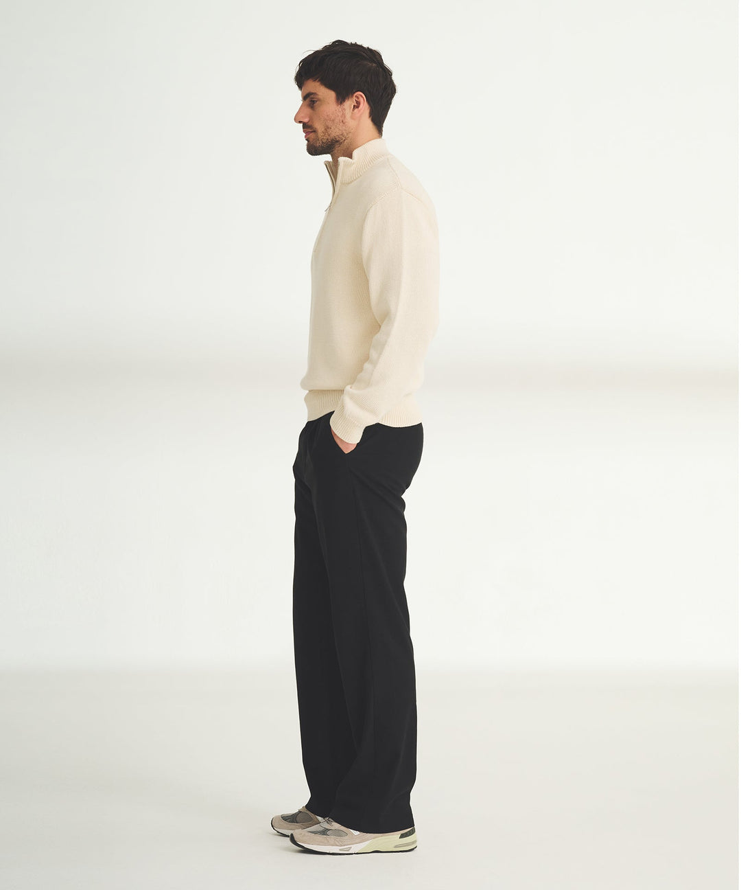 Cotton Relaxed Quarter Zip Sweater