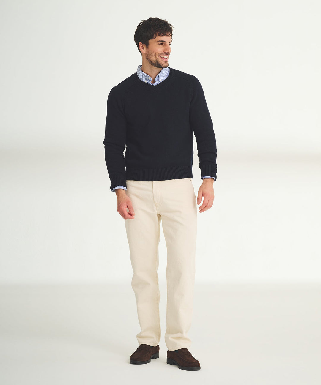 Cotton Relaxed V-Neck Sweater
