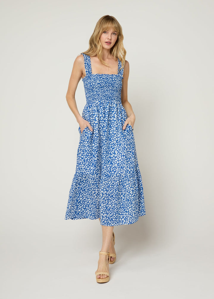 The Smocked Ruffle Tank Midi Dress