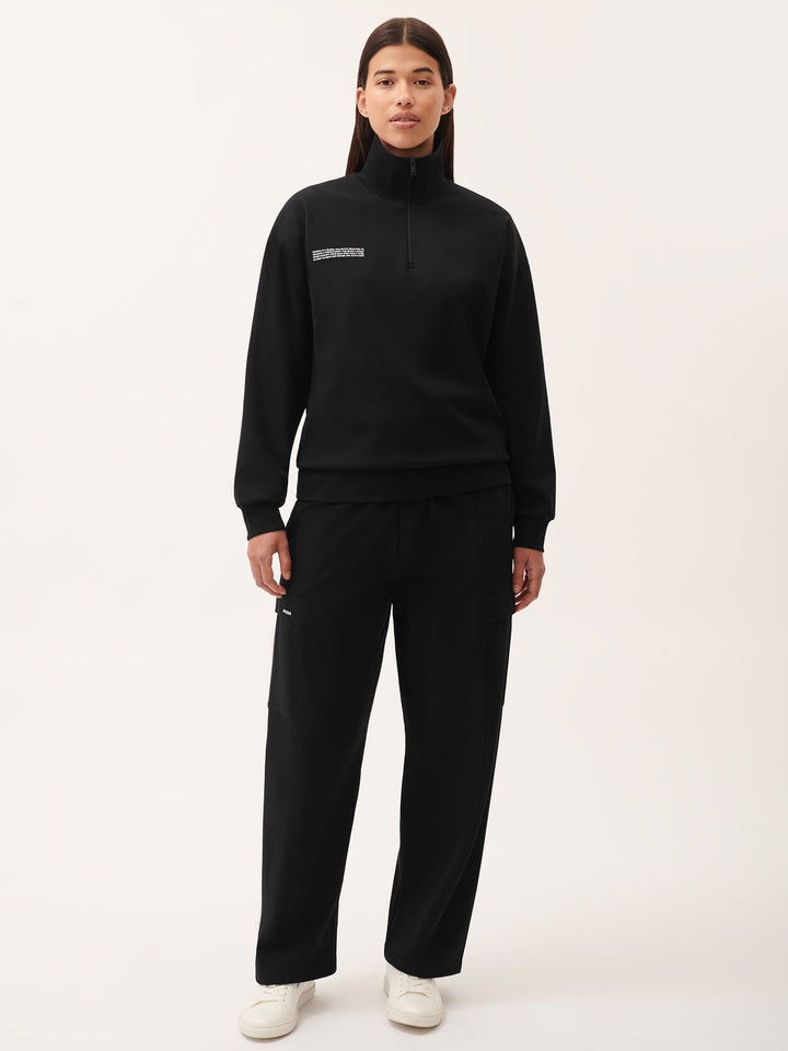 Womens DNA Double Jersey Half Zip Sweatshirt—black