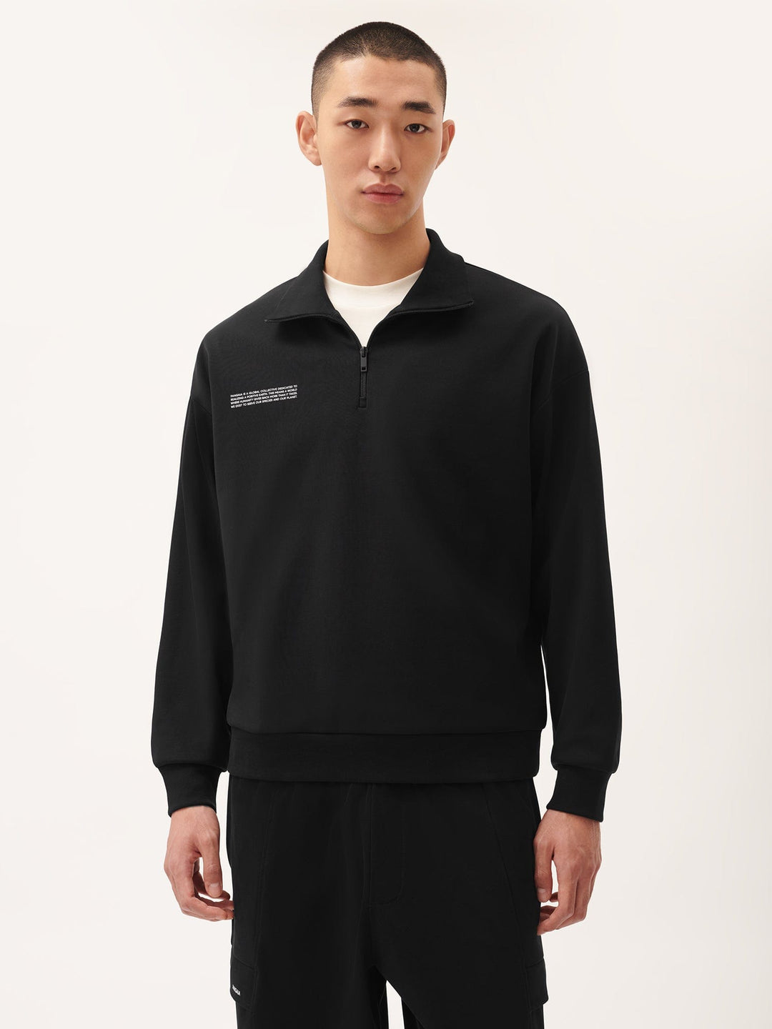 Mens DNA Double Jersey Half Zip Sweatshirt—black