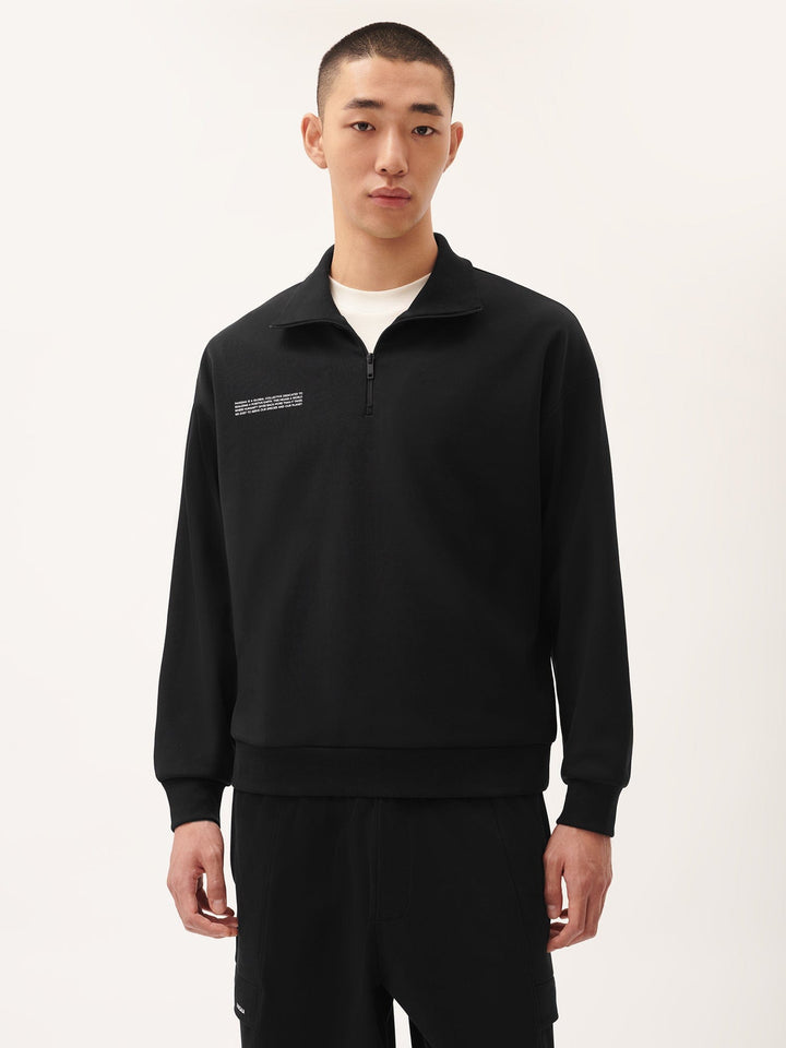 Mens DNA Double Jersey Half Zip Sweatshirt—black