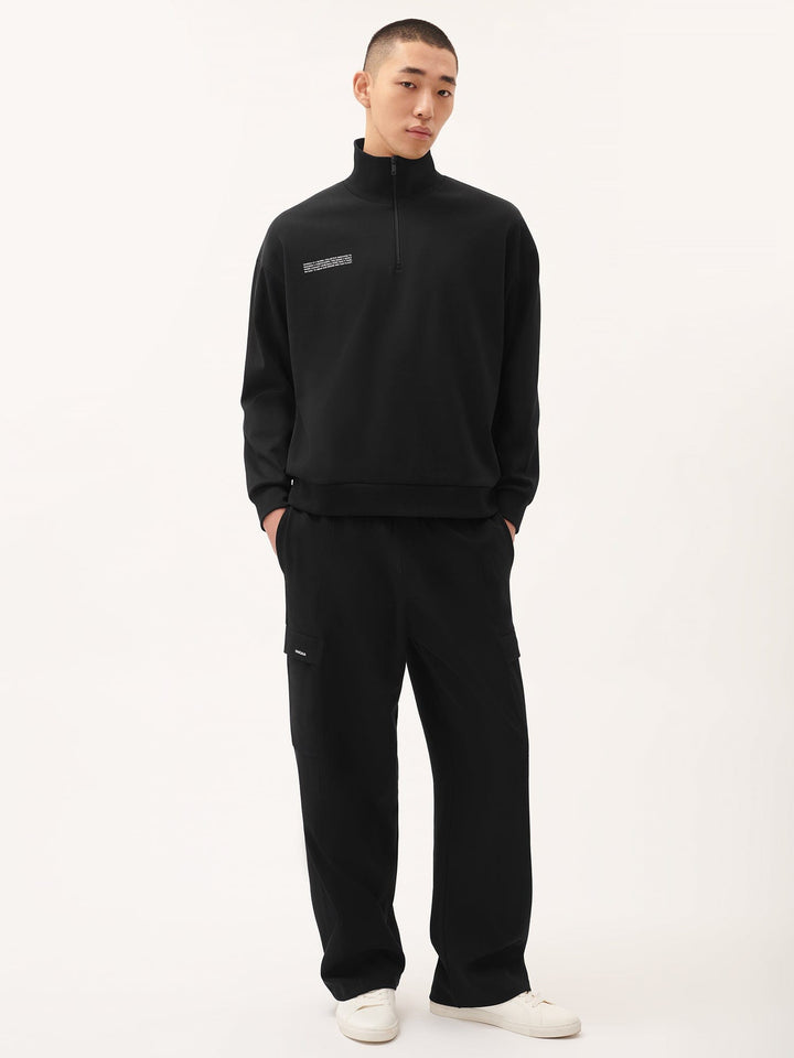 Mens DNA Double Jersey Half Zip Sweatshirt—black