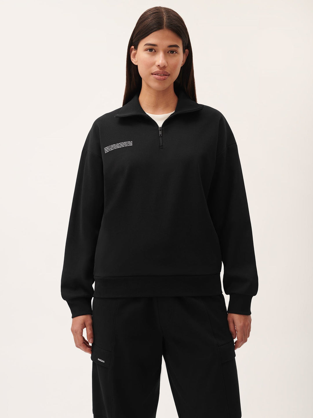 Womens DNA Double Jersey Half Zip Sweatshirt—black