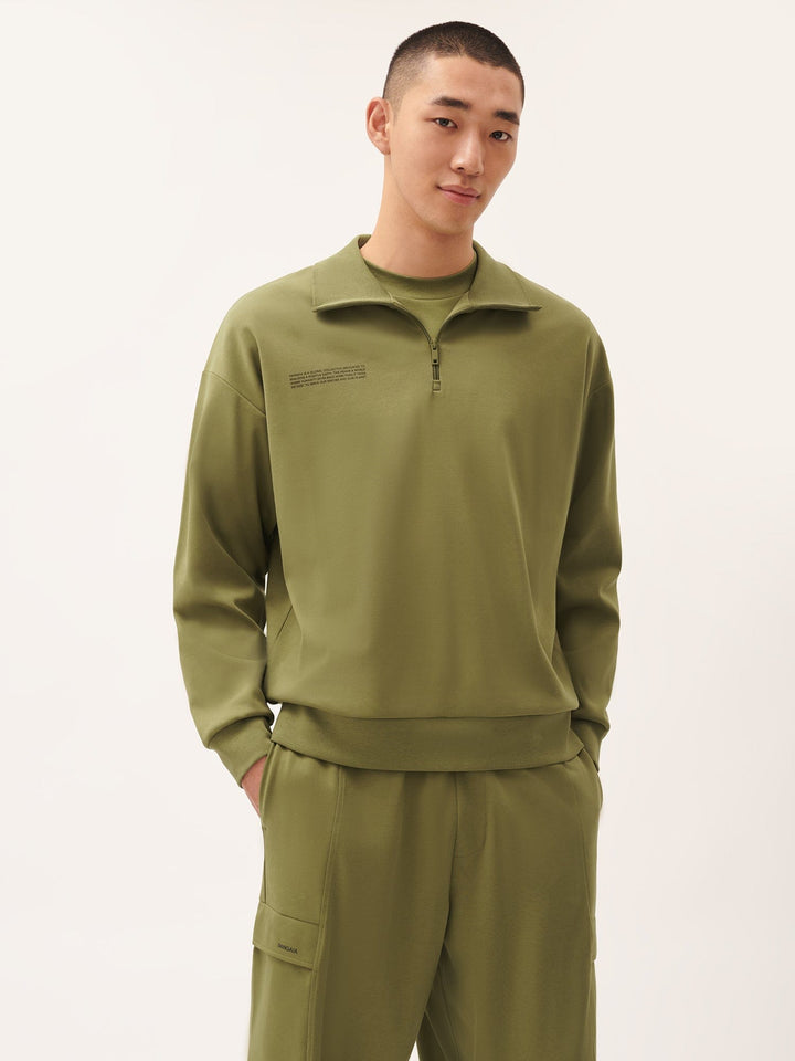 Mens DNA Double Jersey Half Zip Sweatshirt—highland green