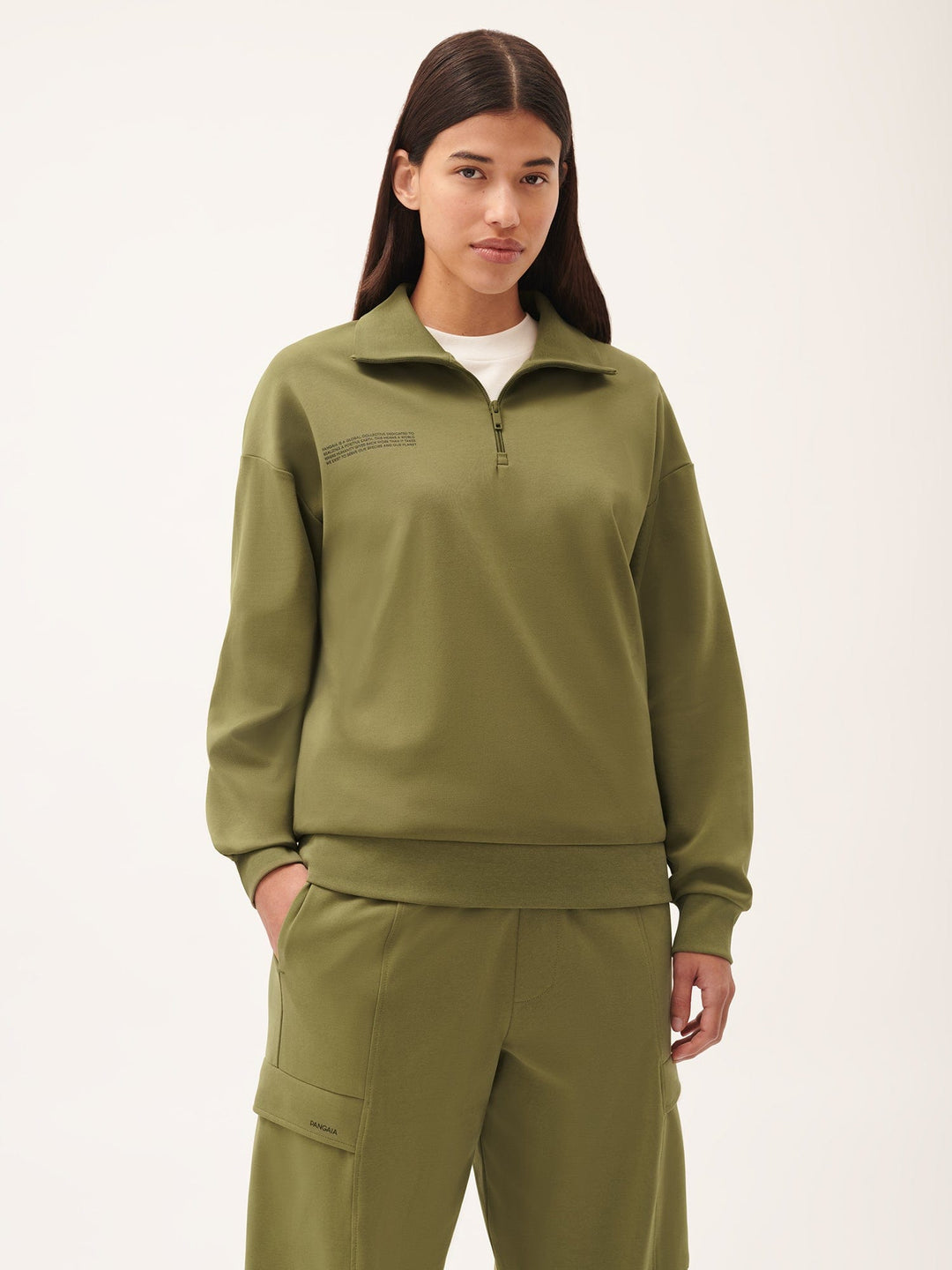 Womens DNA Double Jersey Half Zip Sweatshirt—highland green
