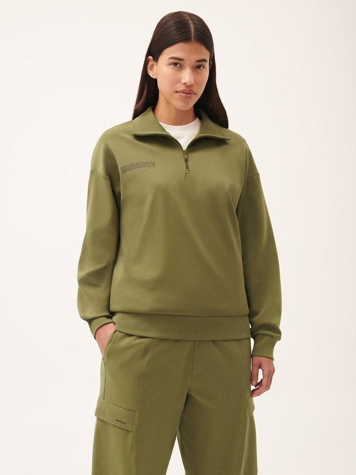 Womens DNA Double Jersey Half Zip Sweatshirt—highland green