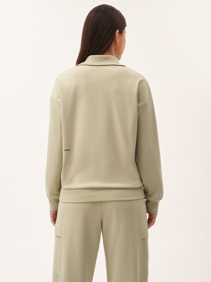 Womens DNA Double Jersey Half Zip Sweatshirt—maitake beige