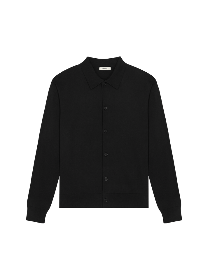 Womens DNA Knitted Collared Shirt—black