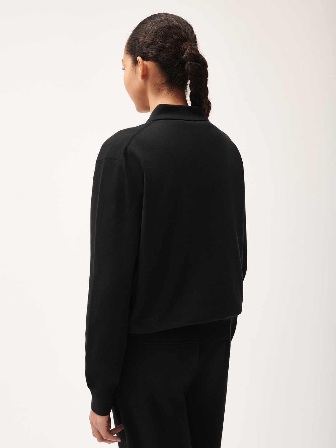 Womens DNA Knitted Collared Shirt—black