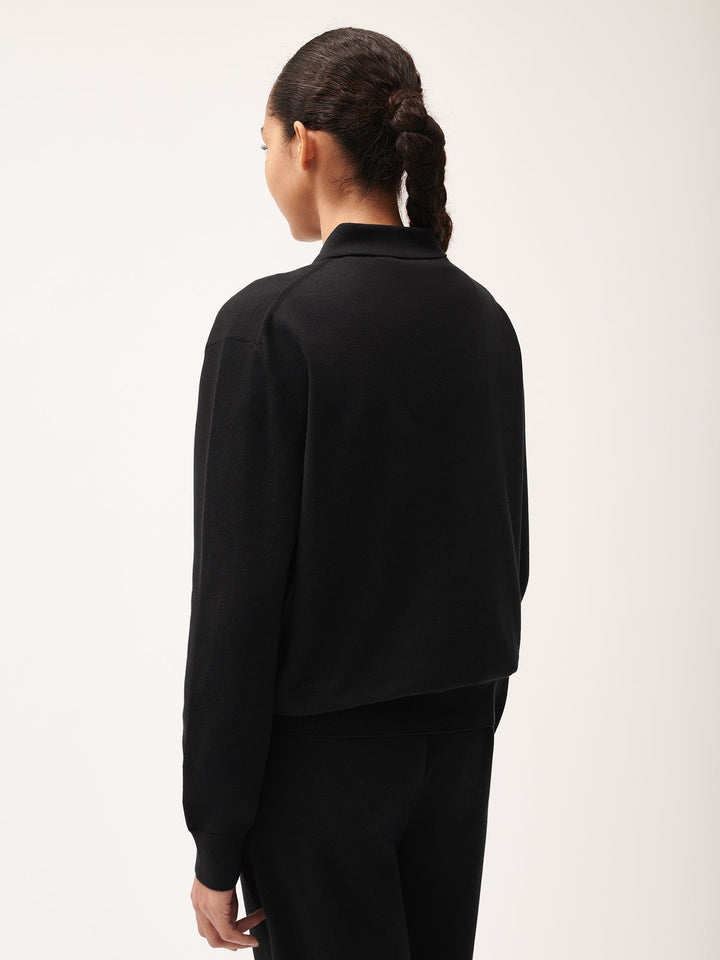 Womens DNA Knitted Collared Shirt—black