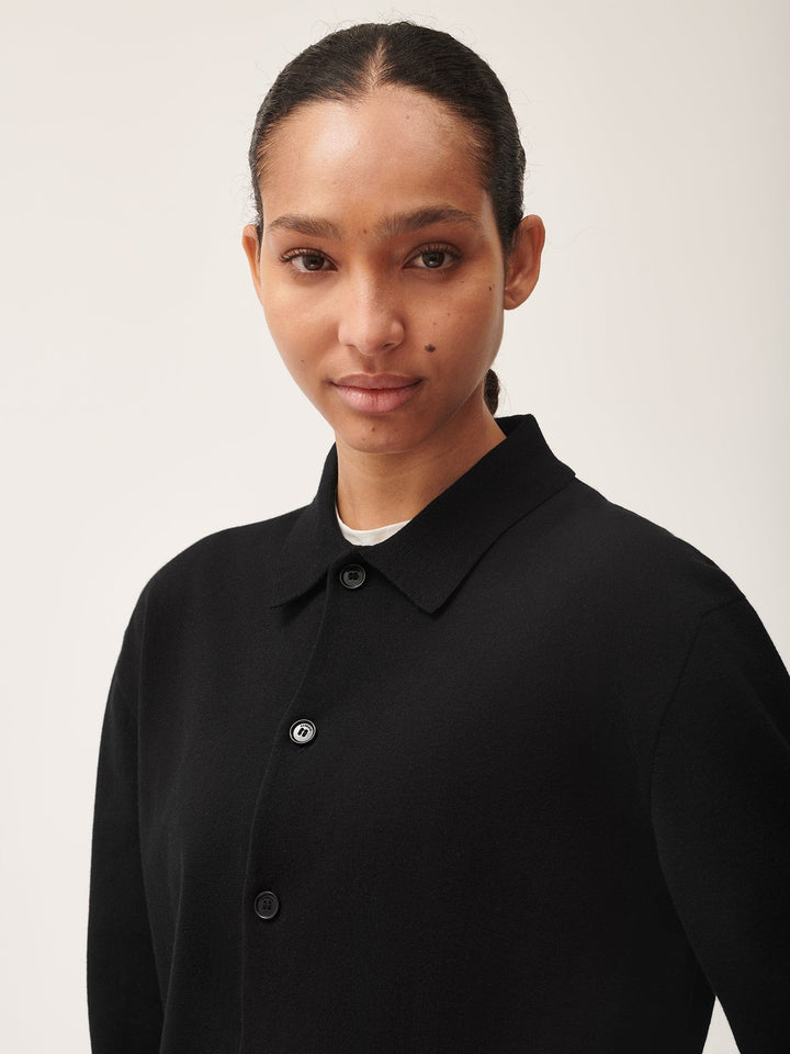 Womens DNA Knitted Collared Shirt—black