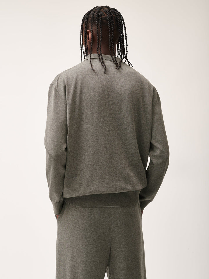 Mens DNA Knitted Collared Shirt—grey marl