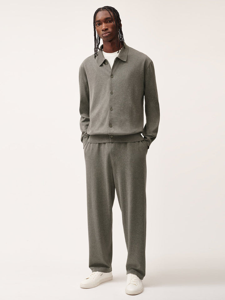 Mens DNA Knitted Collared Shirt—grey marl