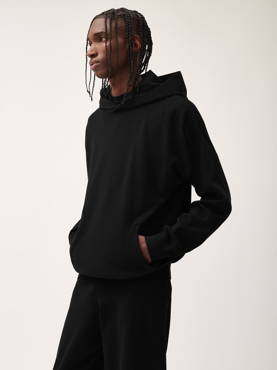 Mens DNA Knitted Hoodie—black