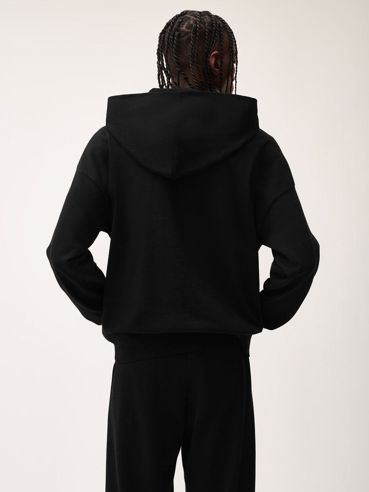 Mens DNA Knitted Hoodie—black