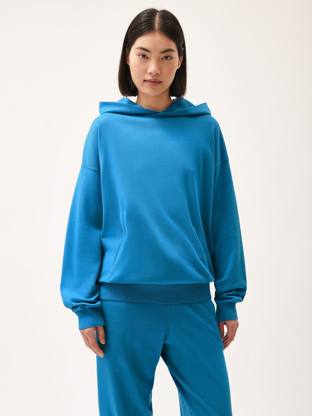 Womens DNA Knitted Hoodie—geyser blue