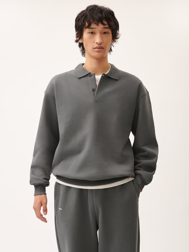 Mens DNA Heavyweight Polo Sweatshirt—atmosphere grey